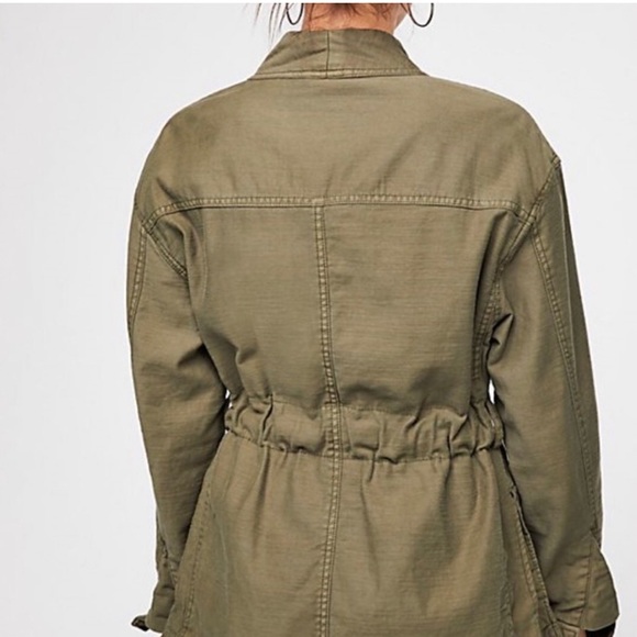 Free People Drapey Olive Green Utility Jacket with O-Ring Belt Size S - Picture 3 of 11